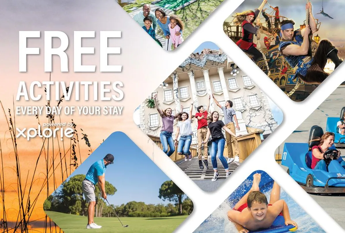 An indoor recreation space bustling with families enjoying activities, themed entertainment, and sports. The image suggests communal fun, exploration, and a lively atmosphere for all ages.